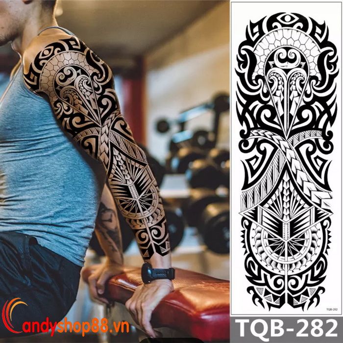 Hình Xăm Dán Tattoo Kín Tay Cá Tính TQB231 bán tại Hồ Chí Minh