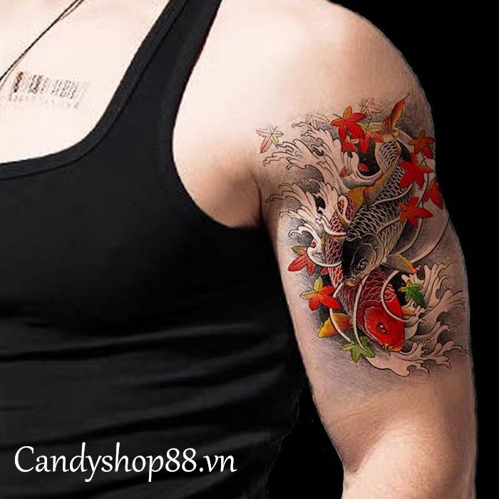 Giảm giá Khuôn mẫu hình xăm body tattoo Cá chép in sẵn màu sắc đa dạng   BeeCost